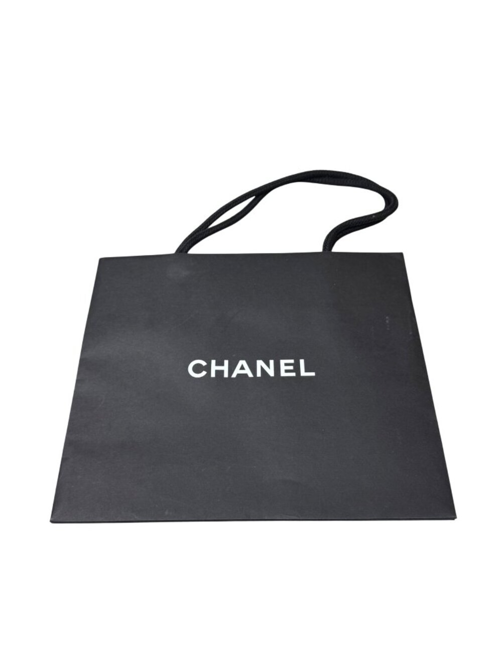 Chanel Black Paper Shopping Gift Bag Rope Handles 9x8 Gift Storage Authentic
